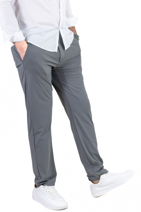 Pantaloni regular fit casual gri super elastici [9]