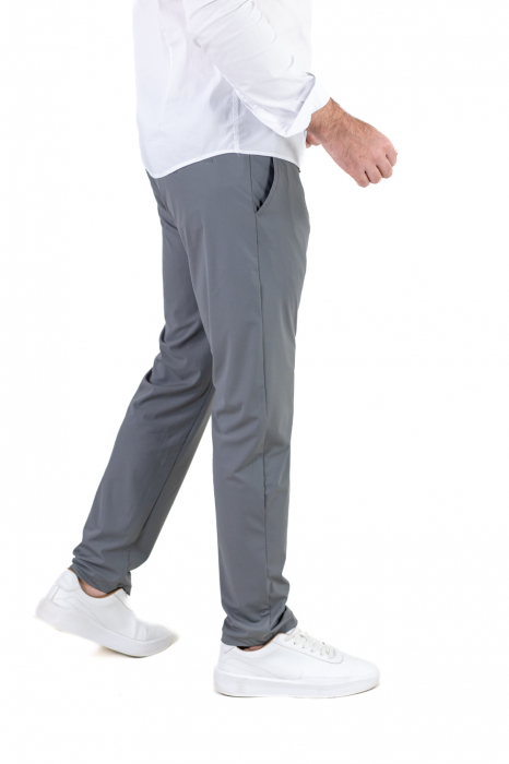 Pantaloni regular fit casual gri super elastici [10]