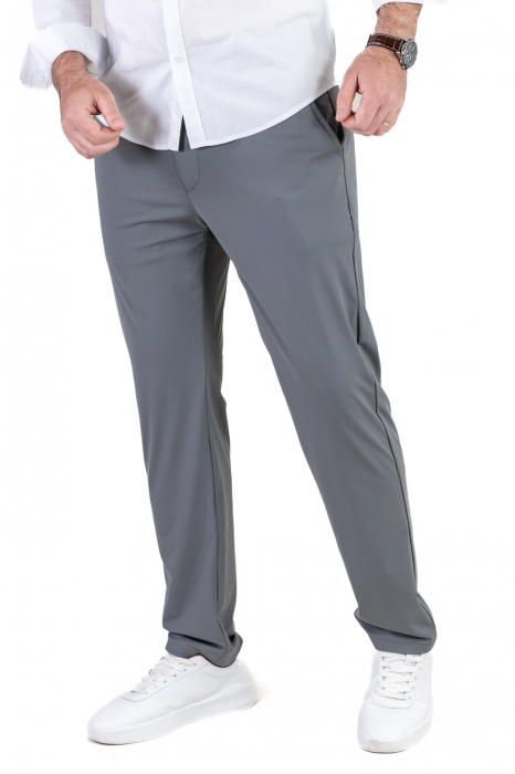 Pantaloni regular fit casual gri super elastici [5]