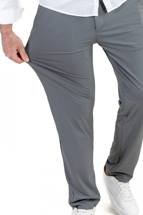 Pantaloni regular fit casual gri super elastici [2]