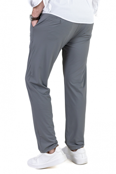 Pantaloni regular fit casual gri super elastici [4]