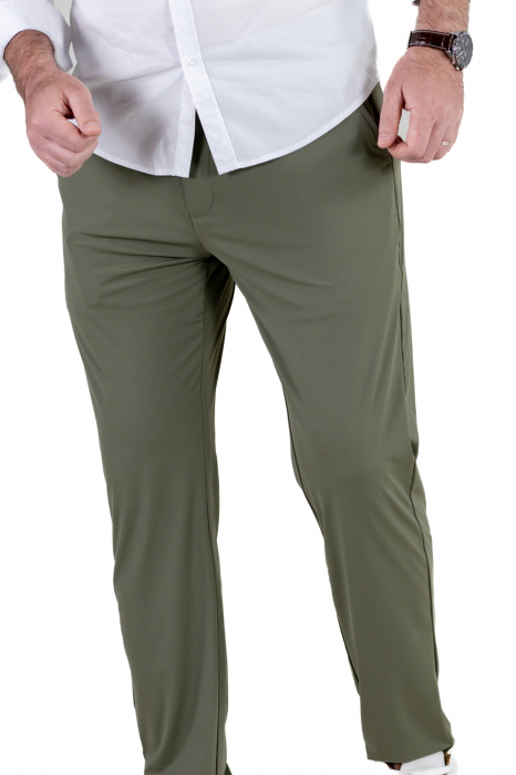 Pantaloni regular fit casual verzi super elastici [7]