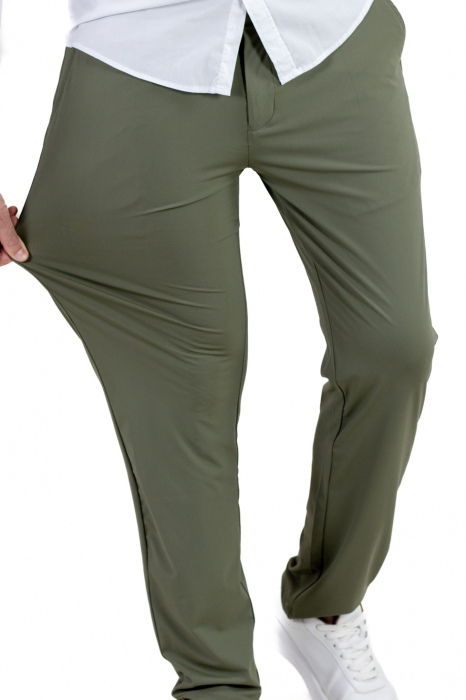 Pantaloni regular fit casual verzi super elastici [2]