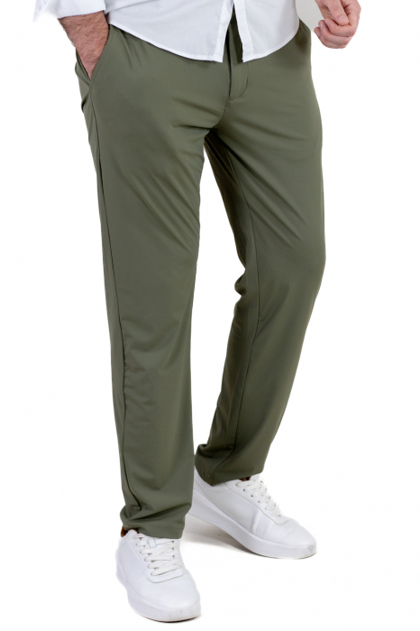 Pantaloni regular fit casual verzi super elastici [6]
