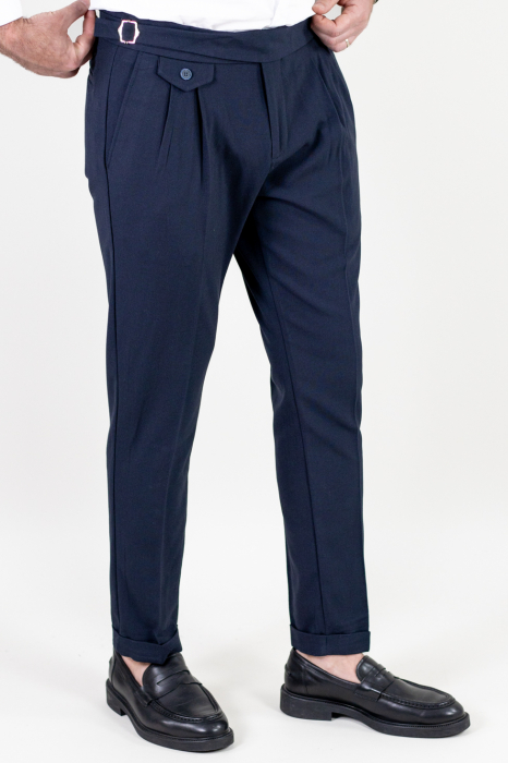 Pantaloni bleumarin eleganti cu pense [2]