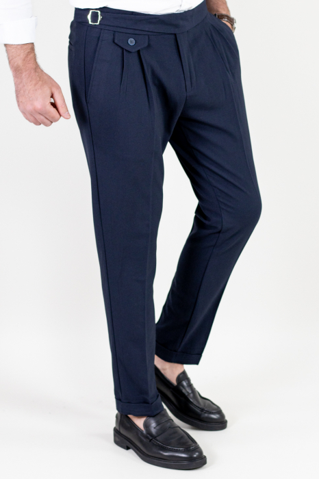 Pantaloni bleumarin eleganti cu pense [5]