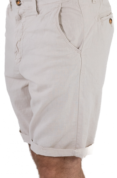 Pantaloni scurti crem din in [6]
