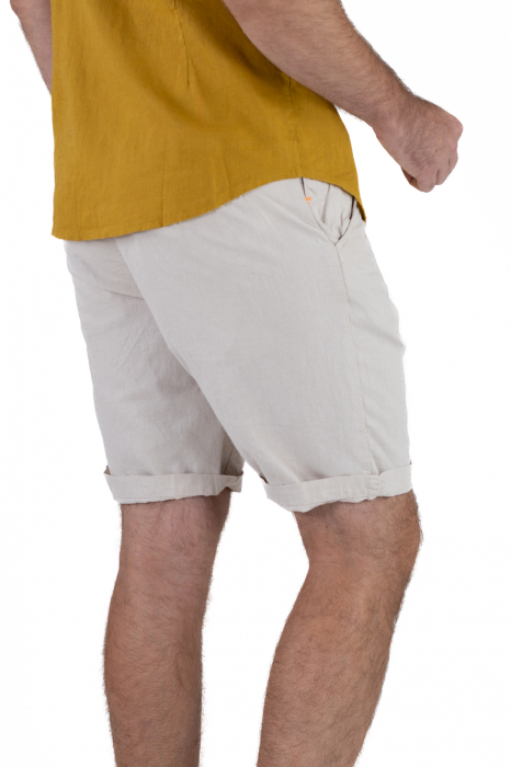 Pantaloni scurti crem din in [4]