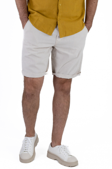 Pantaloni scurti crem din in [3]