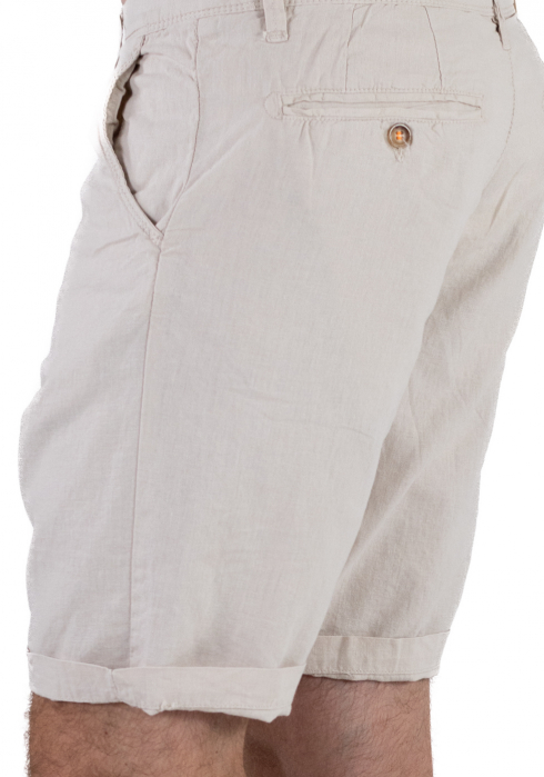 Pantaloni scurti crem din in [7]