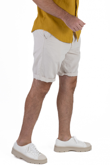 Pantaloni scurti crem din in [2]