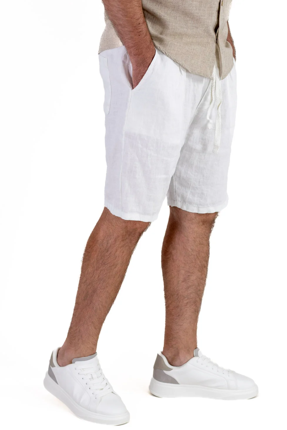 Pantaloni scurți bărbați 100% in albi [2]