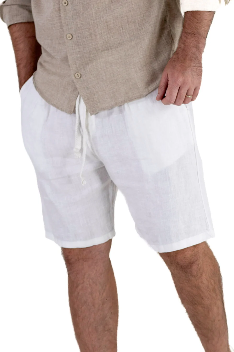 Pantaloni scurți bărbați 100% in albi [3]