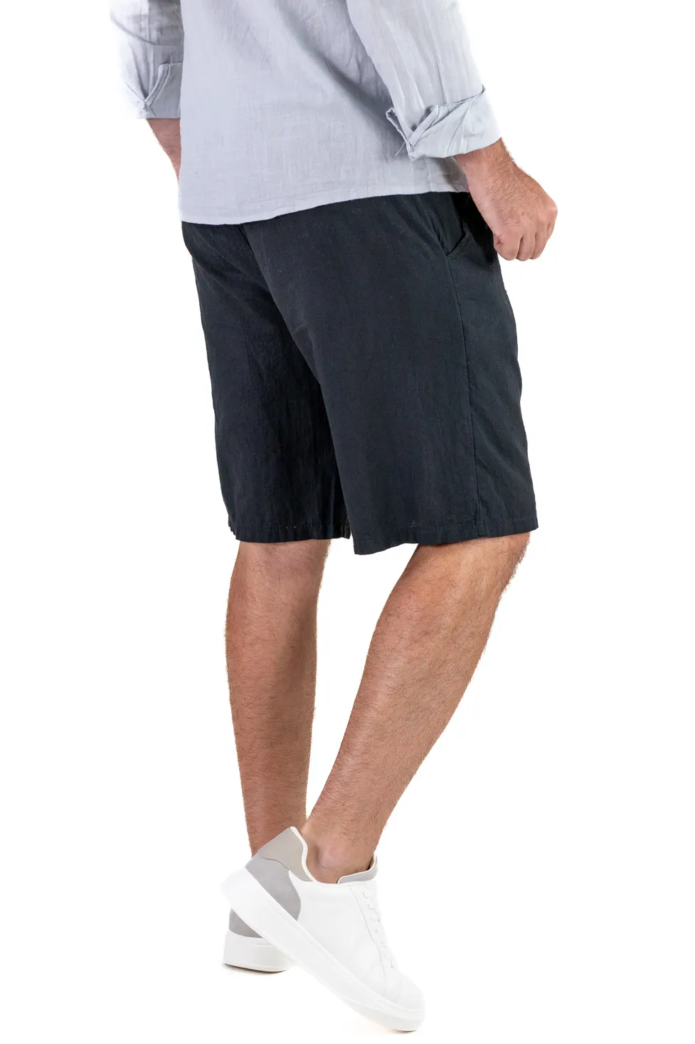 Pantaloni scurți bumbac 100% bărbați – negru – comozi, Made in Italy [3]