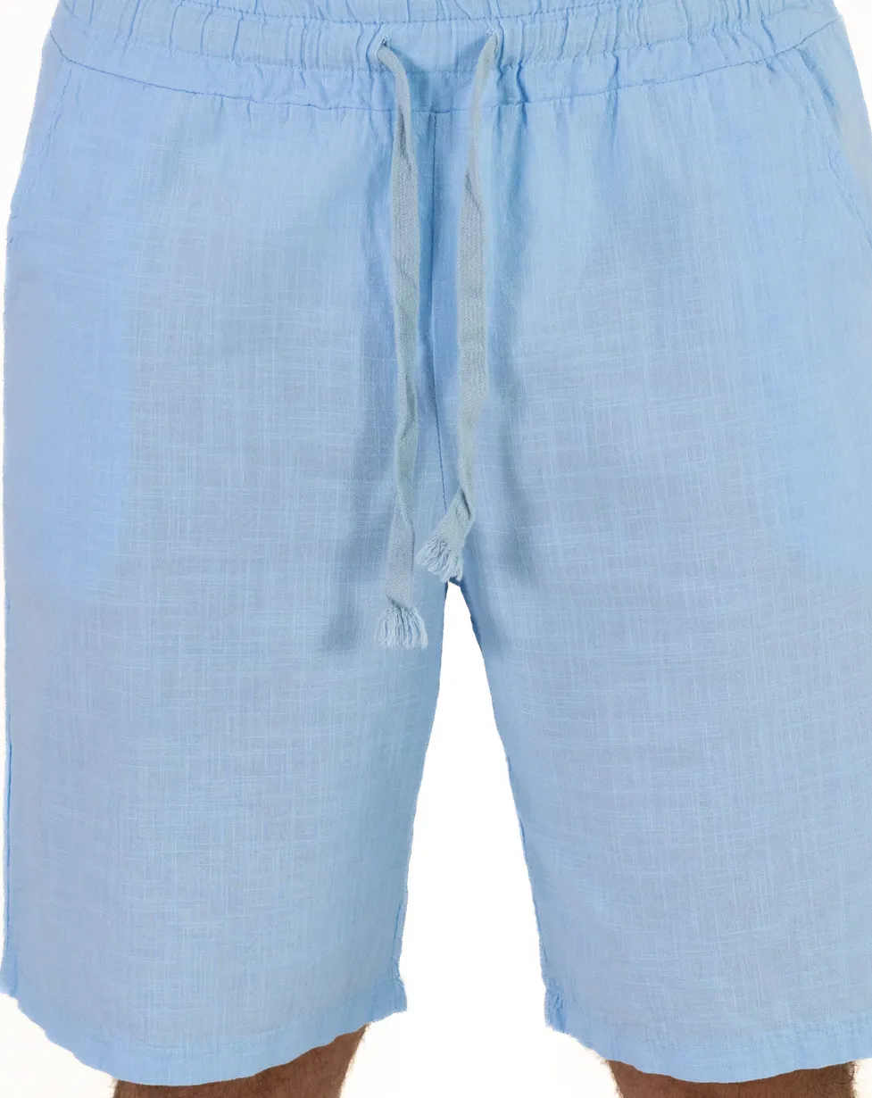 Pantaloni scurți bumbac 100% bărbați – albastru ciel – comozi, Made in Italy [2]