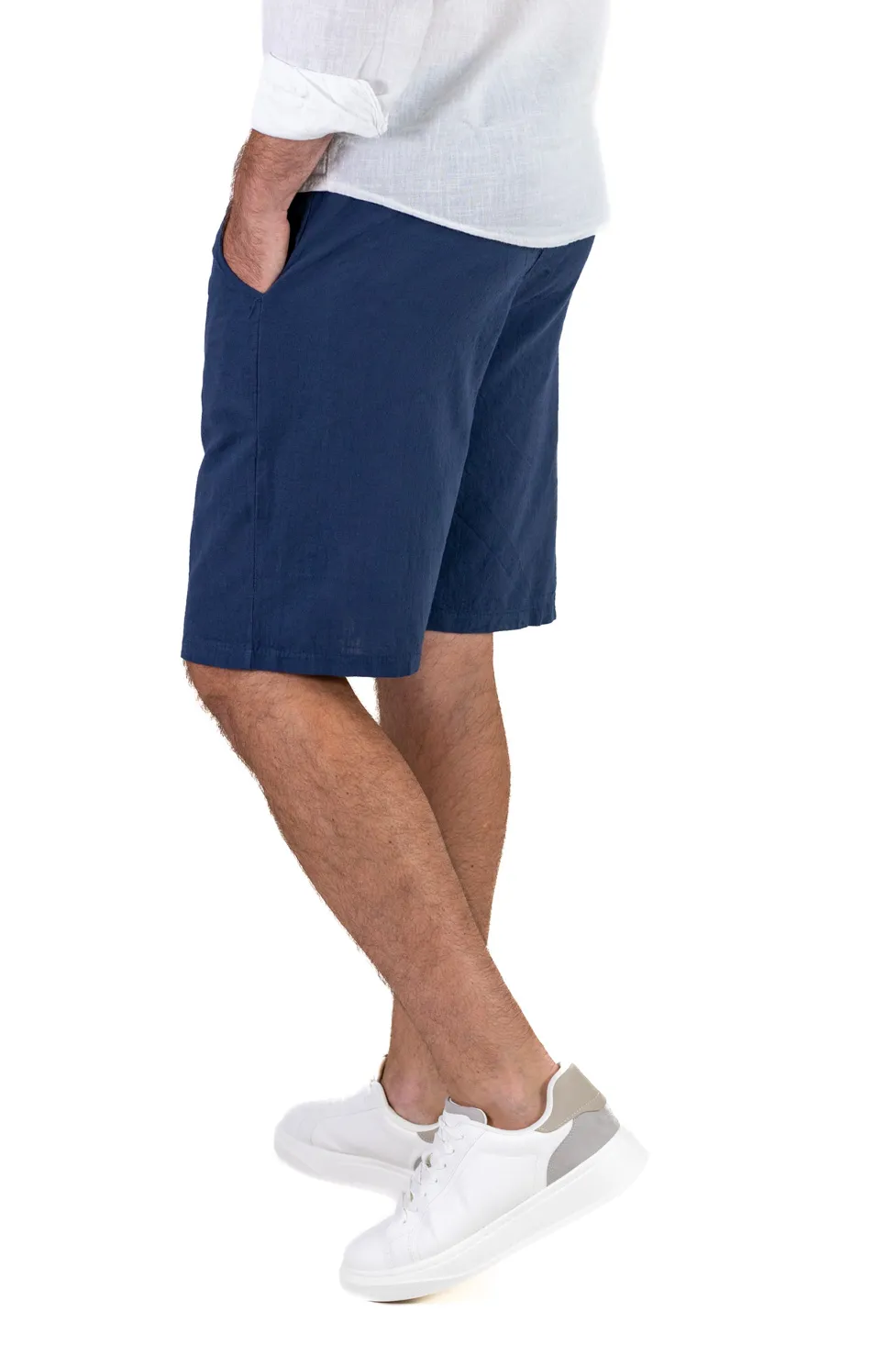Pantaloni scurți bumbac 100% bărbați – bleumarin – comozi, Made in Italy [4]