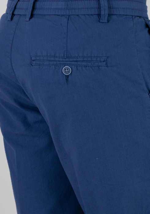 Pantaloni scurti albastri din bumbac cu textura de in [9]