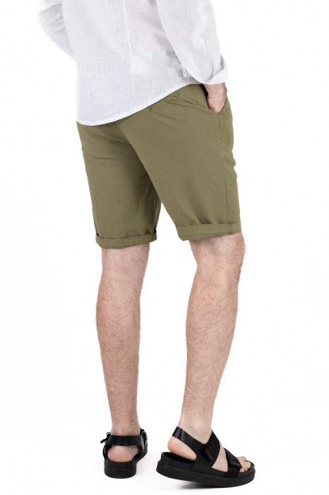 Pantaloni scurti verzi din bumbac cu textura de in [3]
