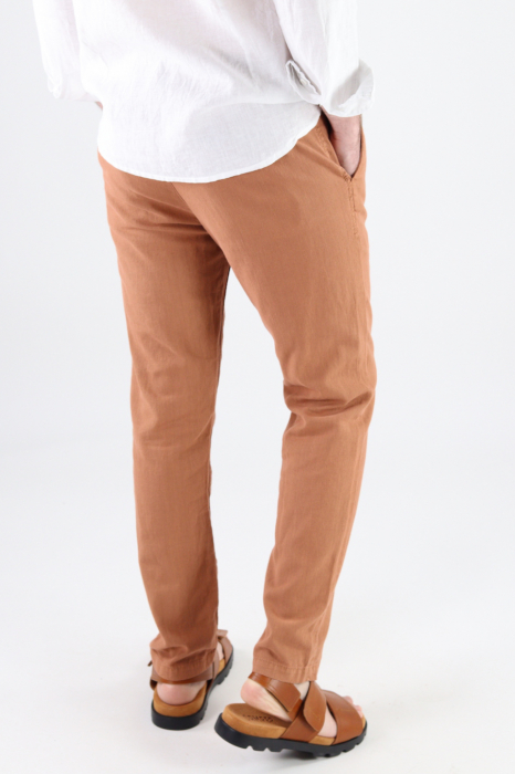 Pantaloni lungi din in caramizii [5]