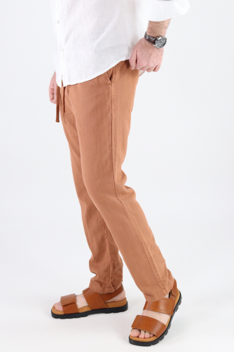 Pantaloni lungi din in caramizii [2]