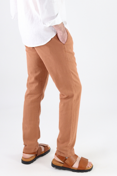 Pantaloni lungi din in caramizii [3]