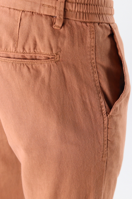 Pantaloni lungi din in caramizii [9]