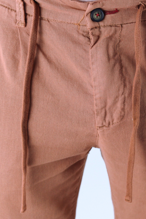 Pantaloni lungi din in caramizii [8]