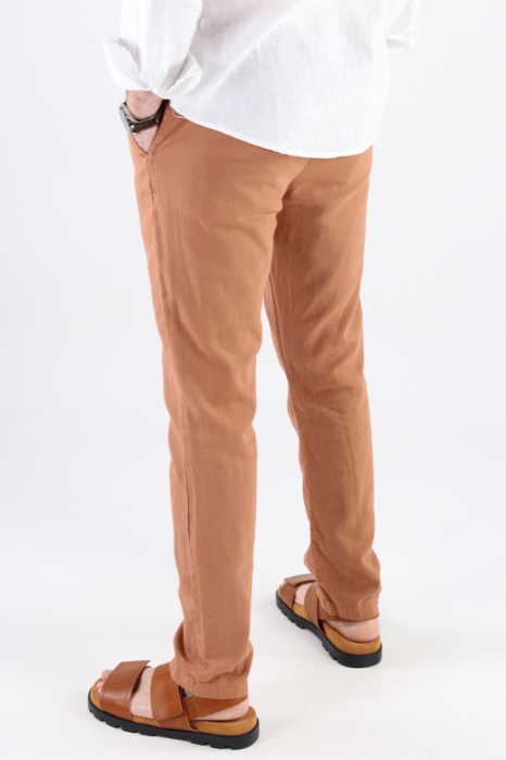 Pantaloni lungi din in caramizii [6]