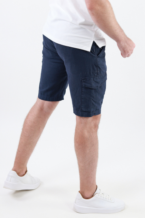 Pantaloni scurti din in bleumarin cu buzunare [4]