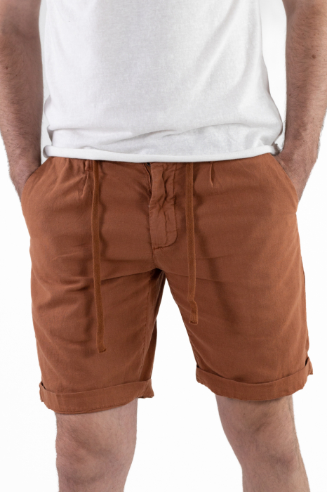 Pantaloni scurti din in caramizii [2]