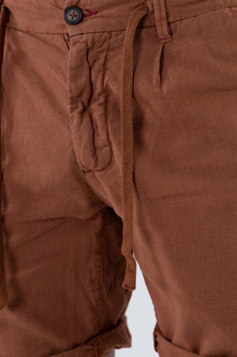 Pantaloni scurti din in caramizii [3]