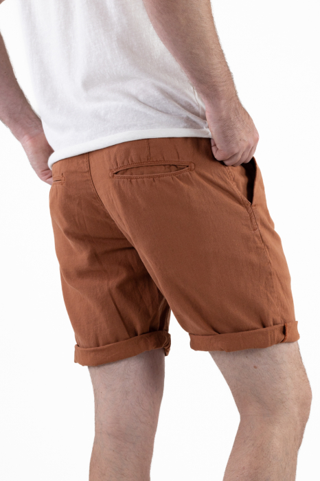 Pantaloni scurti din in caramizii [7]