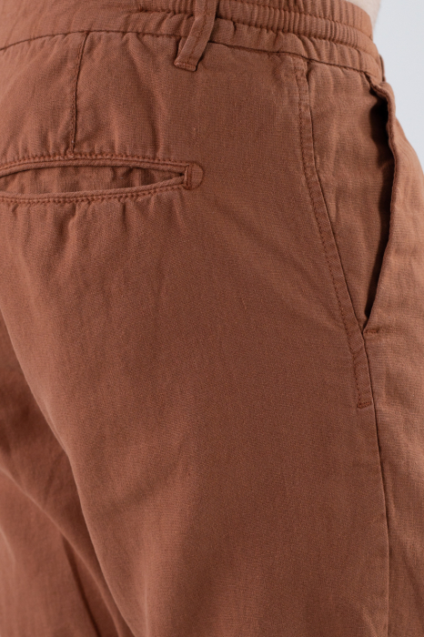 Pantaloni scurti din in caramizii [4]