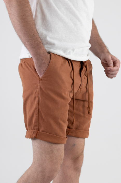 Pantaloni scurti din in caramizii [6]