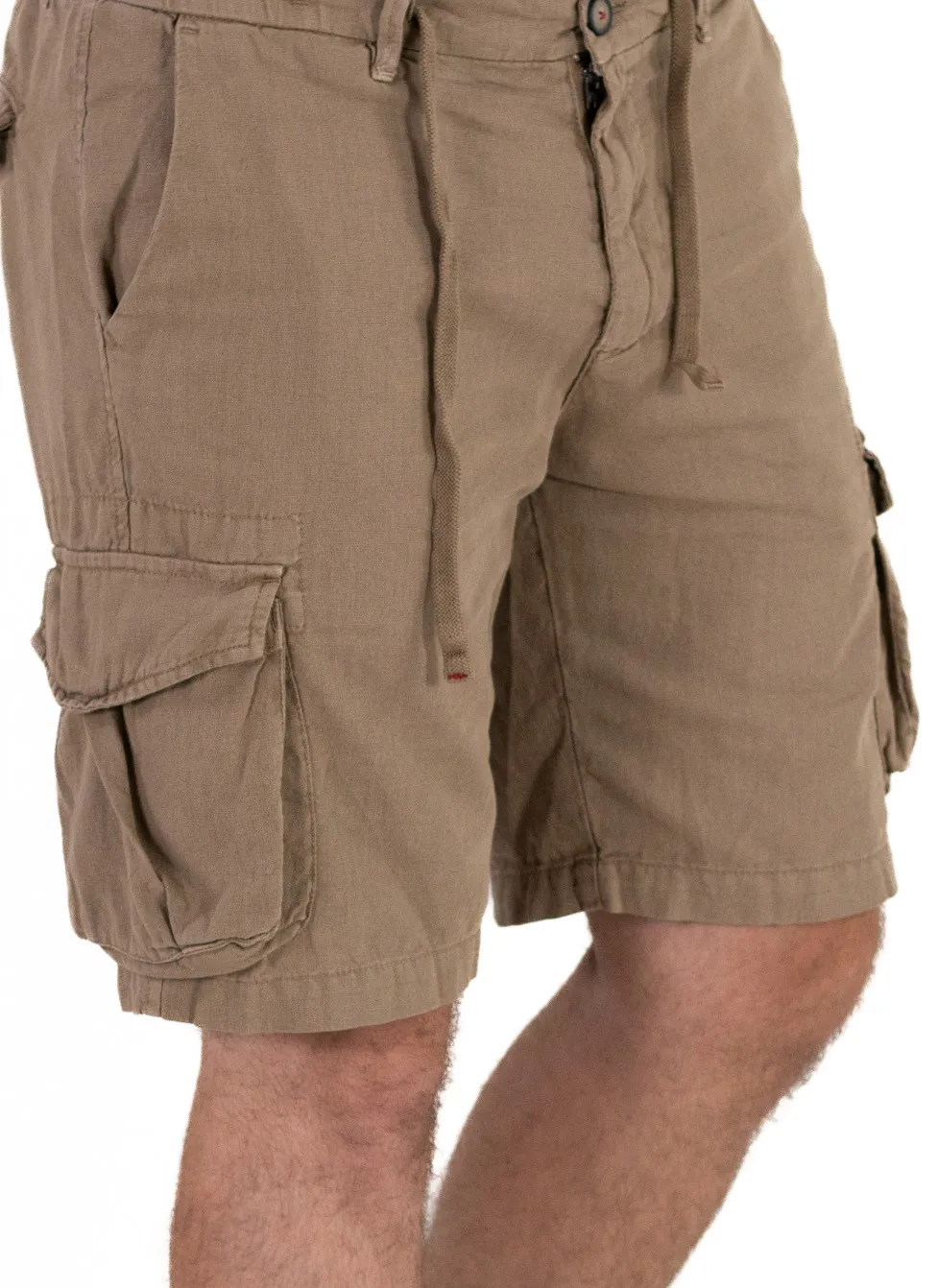 Pantaloni scurti din in maro cu buzunare [4]