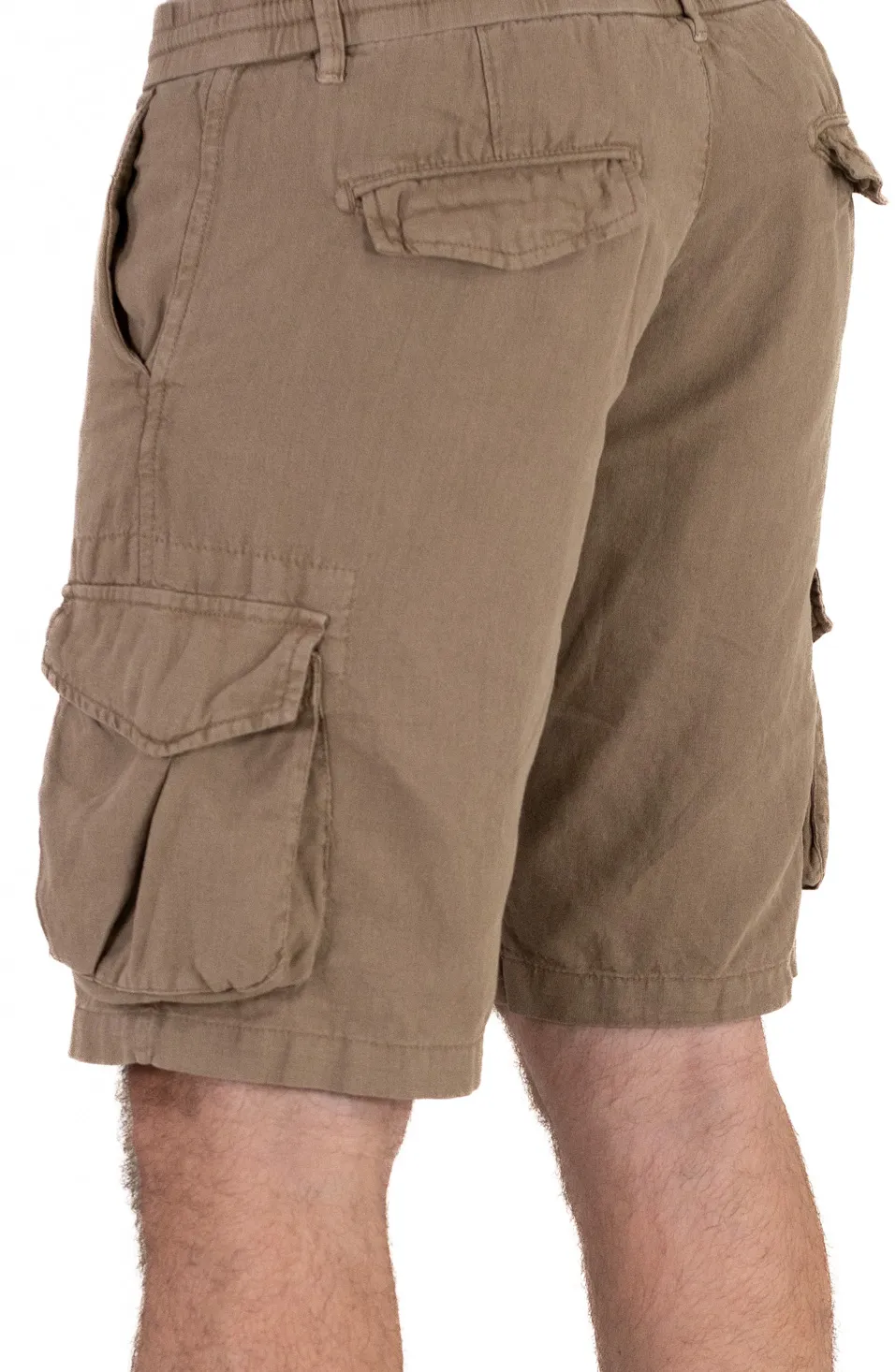 Pantaloni scurti din in maro cu buzunare [5]