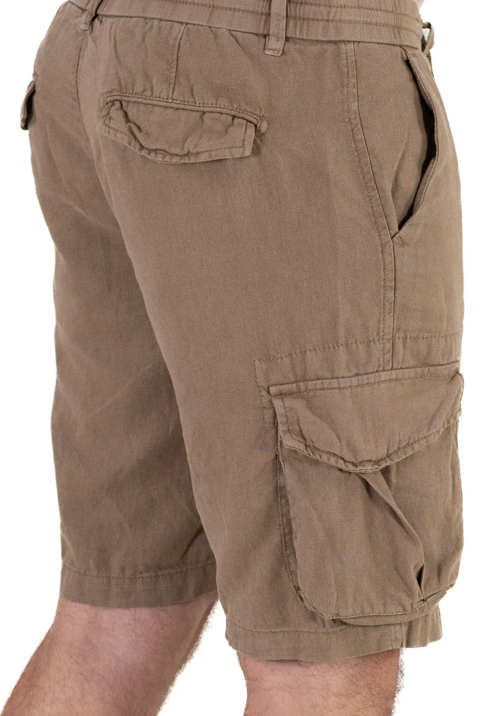 Pantaloni scurti din in maro cu buzunare [6]