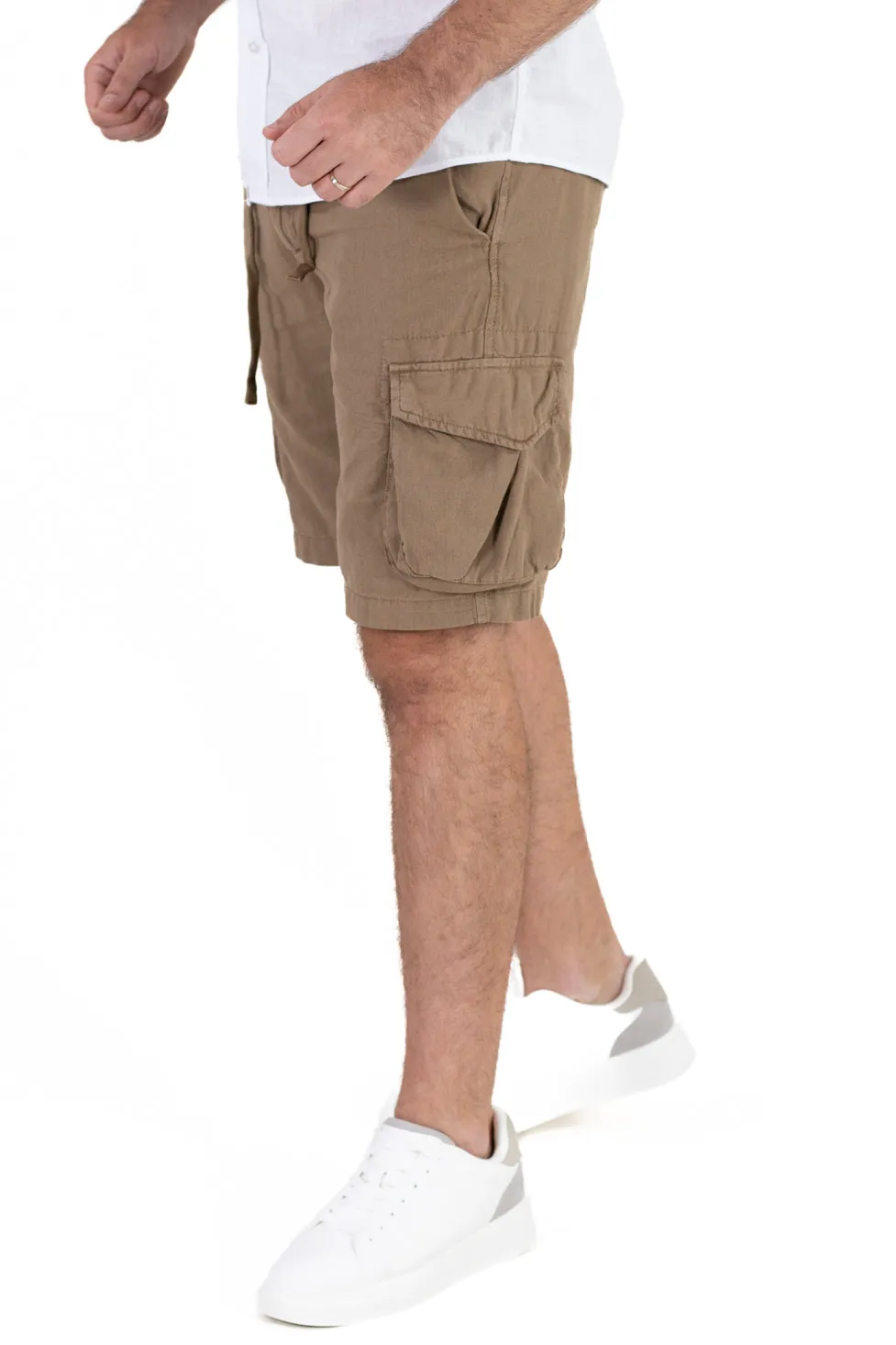 Pantaloni scurti din in maro cu buzunare [3]