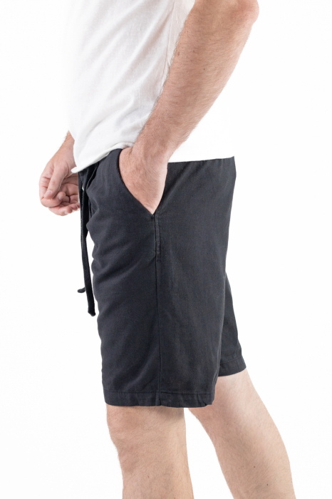 Pantaloni scurti din in negri [4]