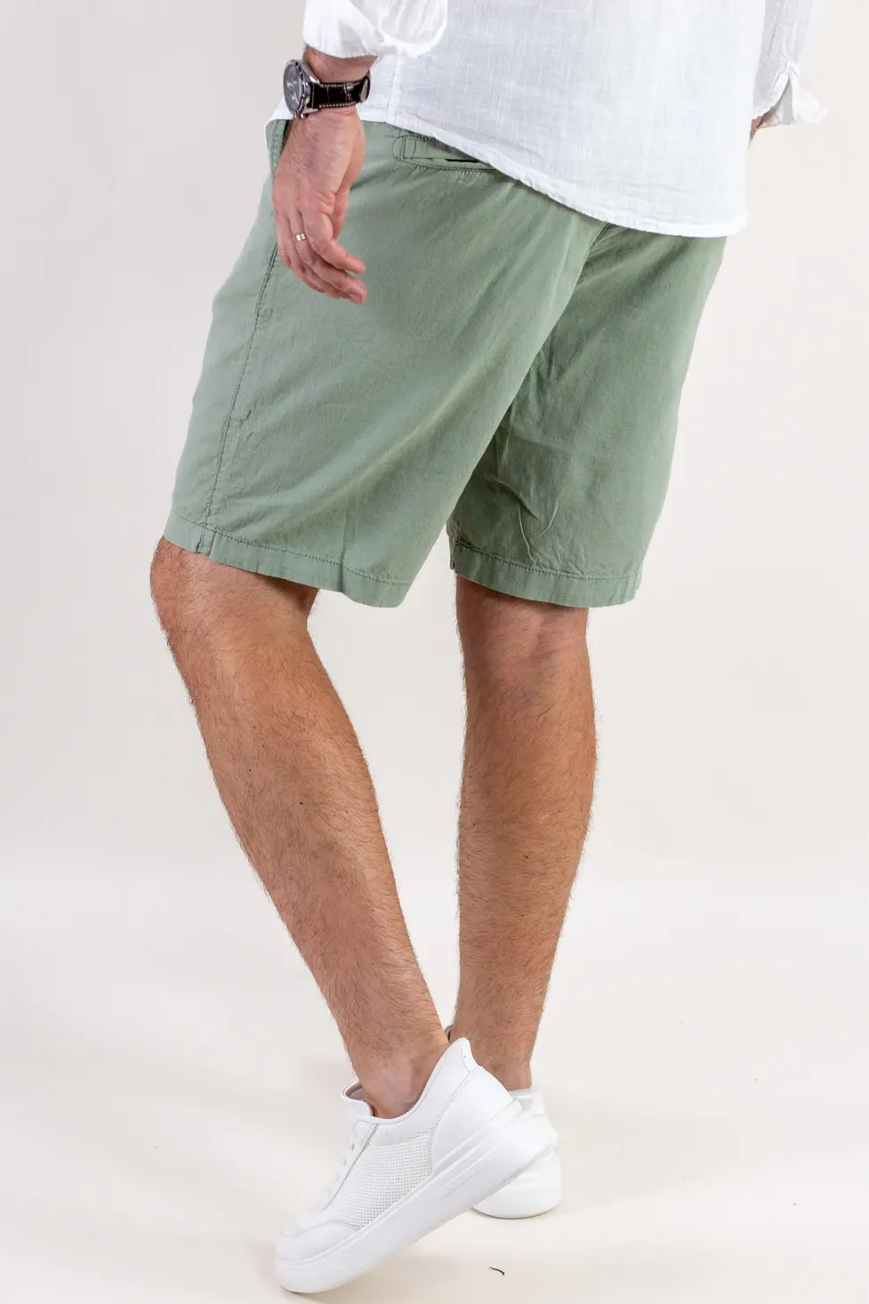 Pantaloni scurți din in și bumbac – verde menta [5]