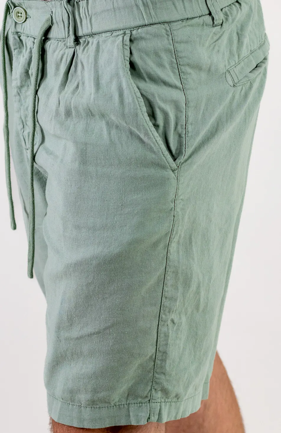 Pantaloni scurți din in și bumbac – verde menta [8]