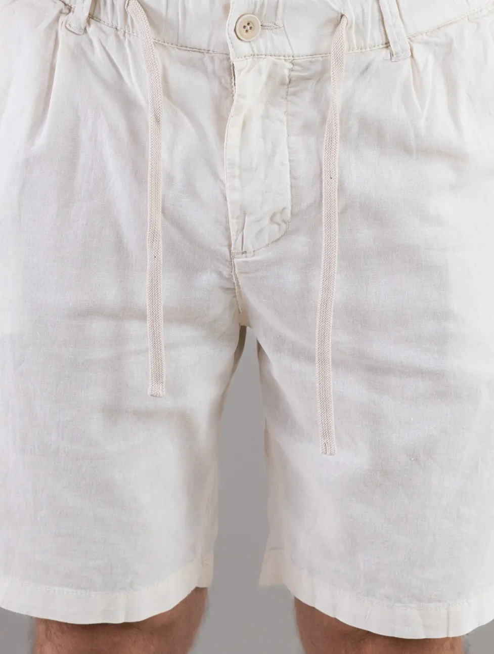 Pantaloni scurți din in și bumbac – crem [4]