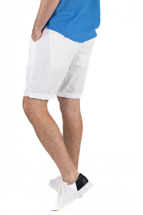 Pantaloni scurti albi din in [4]