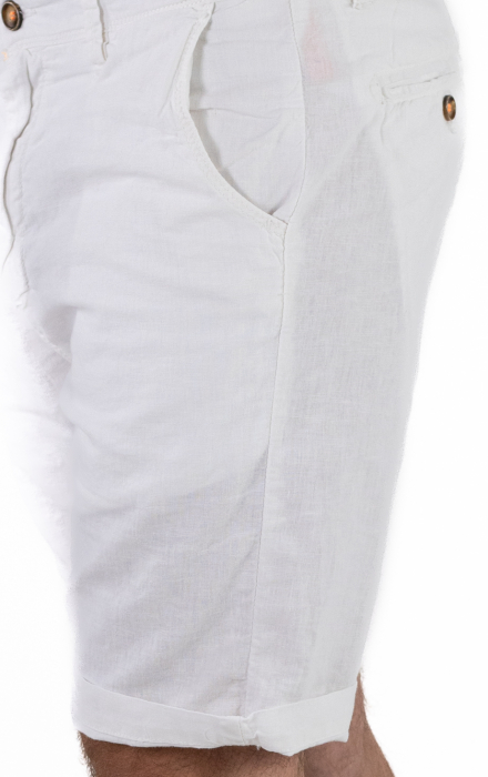 Pantaloni scurti albi din in [8]