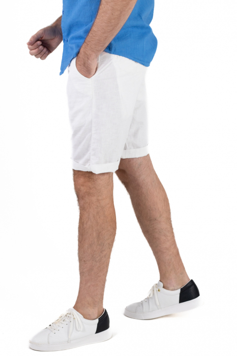 Pantaloni scurti albi din in [3]