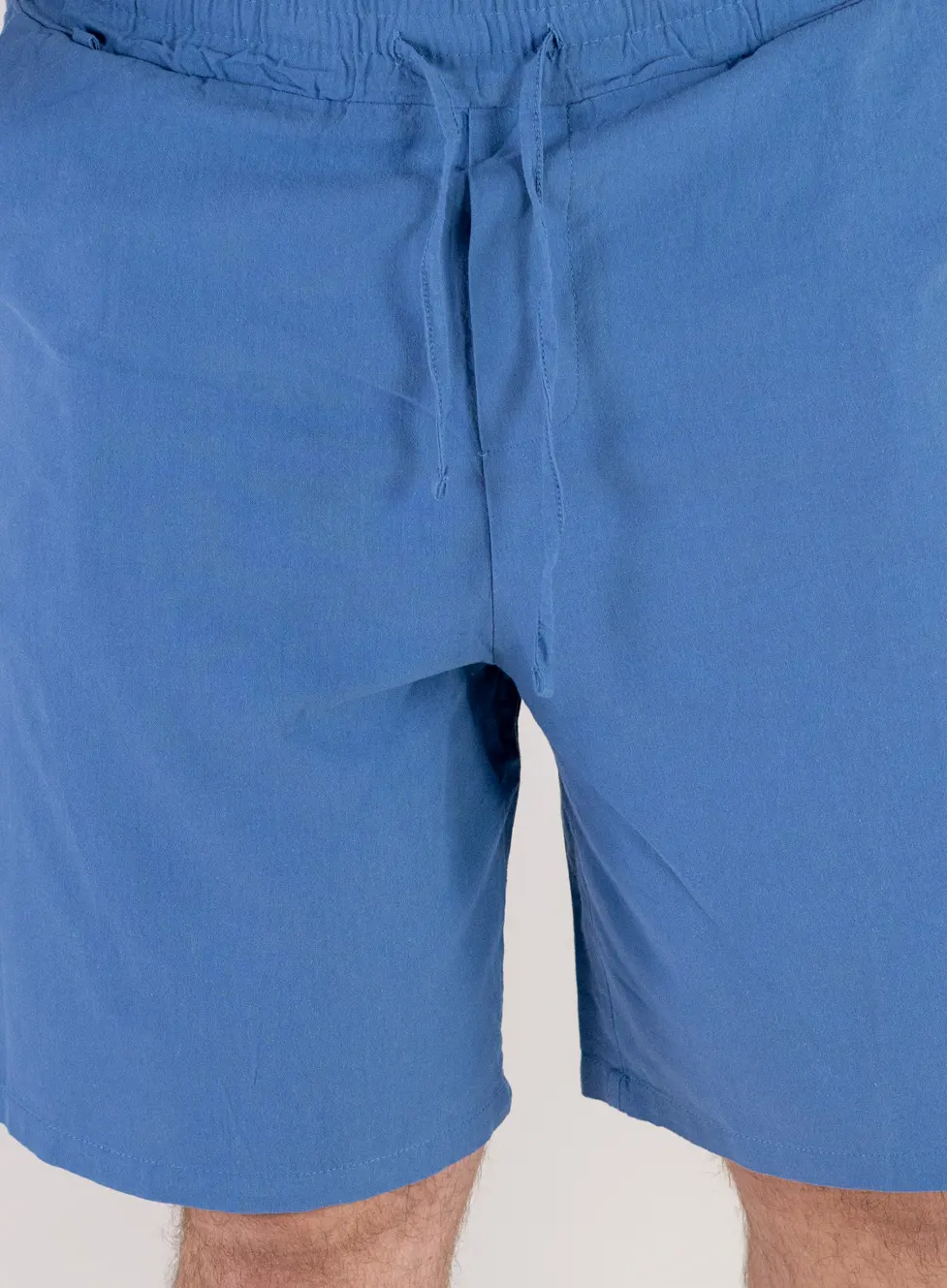 Pantaloni scurți din in și bumbac relaxed fit albastru denim [2]
