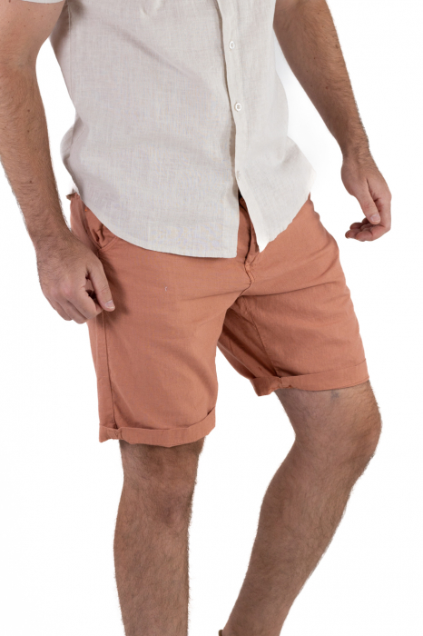 Pantaloni scurti caramizii din in [3]