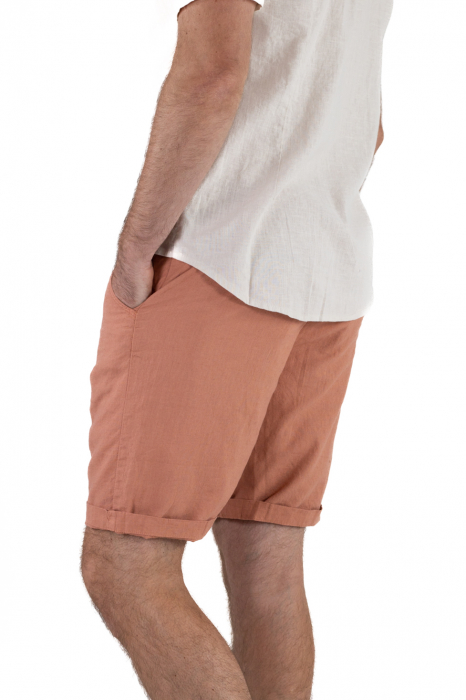 Pantaloni scurti caramizii din in [4]