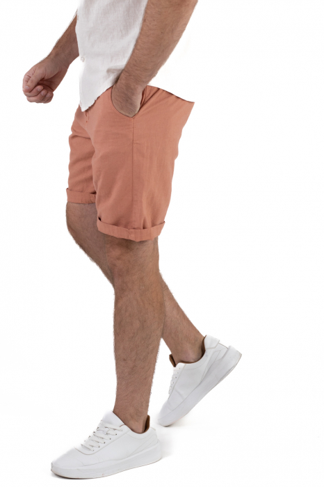 Pantaloni scurti caramizii din in [2]
