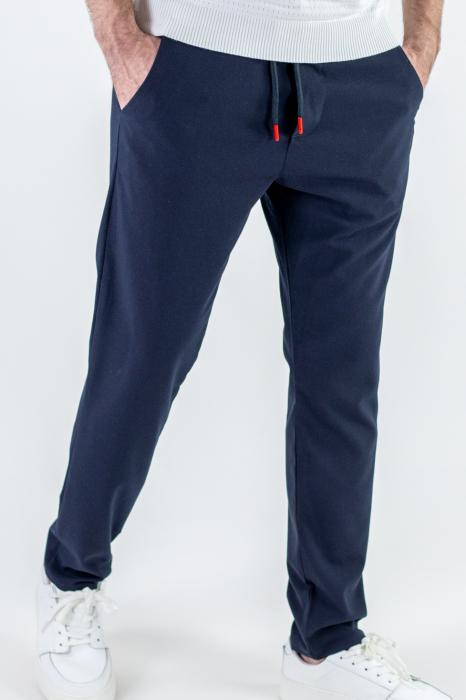 Pantaloni simpli bleumarin casual [4]